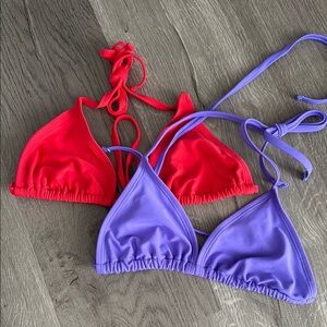Wild Fable Red and Purple Triangle Bikini Tops